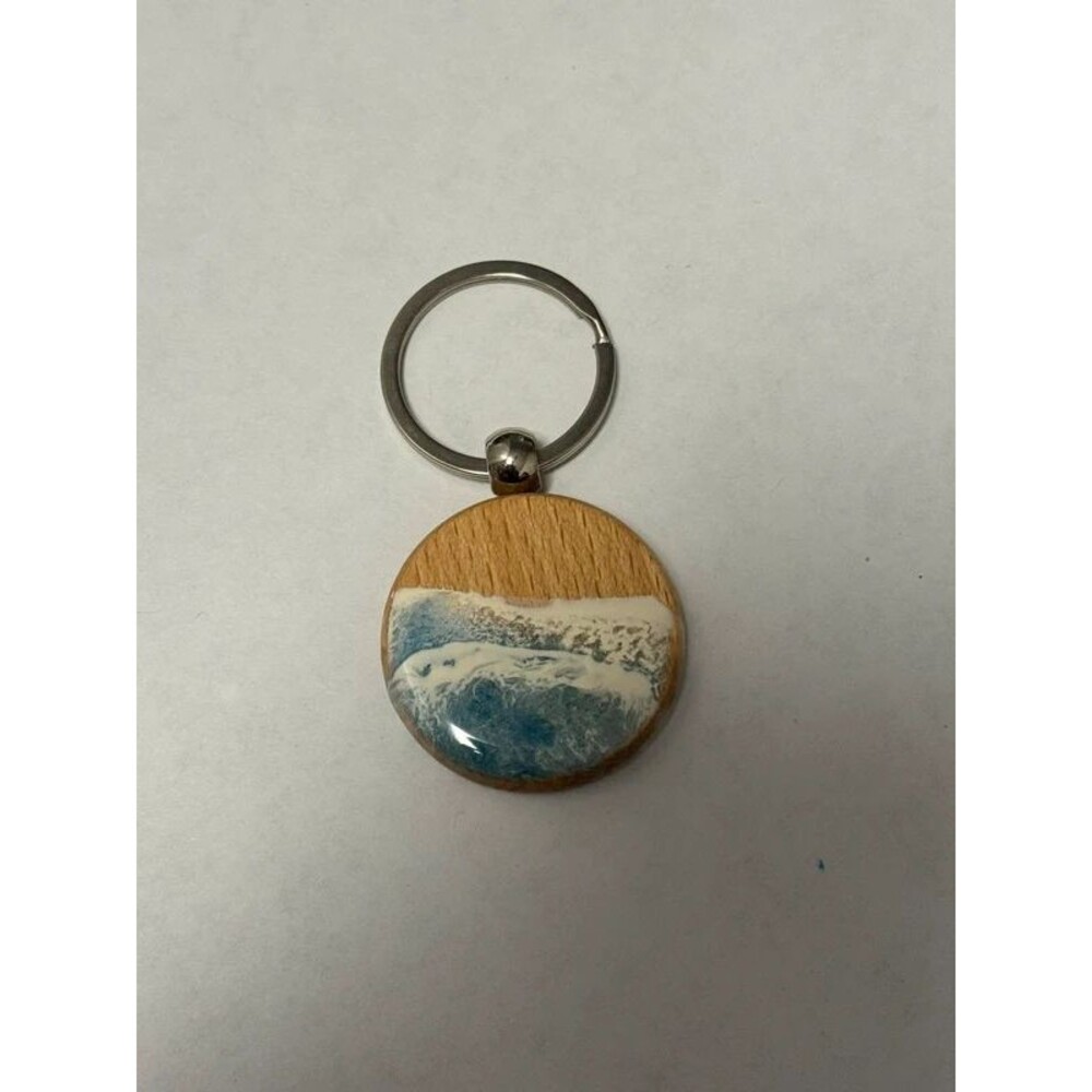 Handmade Resin Ocean Wave Keychain blue double wave